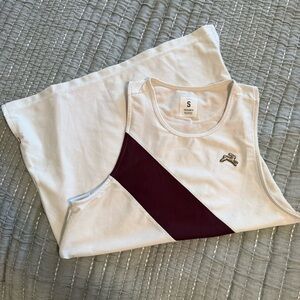 Tracksmith White and Maroon Athletic Tank